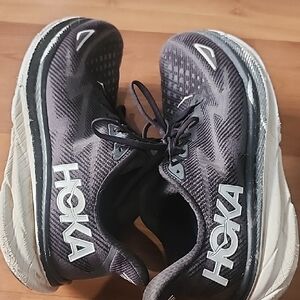 Hoka Charcoal and White Athletic Shoes